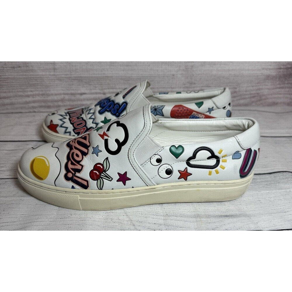 Anya Hindmarch White 'Wink In' Leather Slip On Sneaker sz 38 - Picture 3 of 14